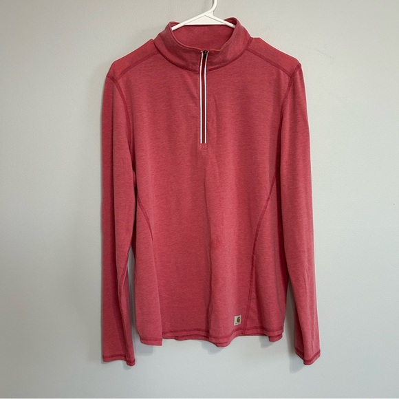 Carhartt Force Girls Pink Quarter Zip Lightweight Sweatshirt Youth Size 12/14 - Picture 1 of 6